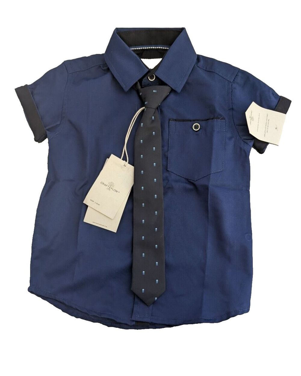 Craft + Flow Toddler shirt with tie size 2T and 4T Navy blue